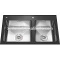 Bench double sink stainless steel bathroom sink